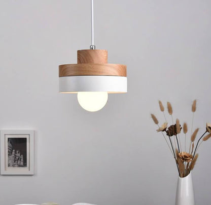 Moderne Pendelleuchte aus Metall und Holz – Schwarz oder Weiß mit verstellbarem Kabel