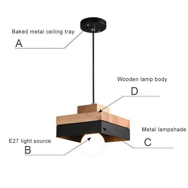 Moderne Pendelleuchte aus Metall und Holz – Schwarz oder Weiß mit verstellbarem Kabel