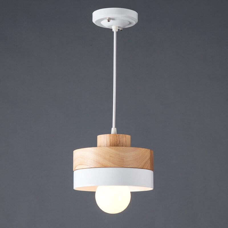 Moderne Pendelleuchte aus Metall und Holz – Schwarz oder Weiß mit verstellbarem Kabel