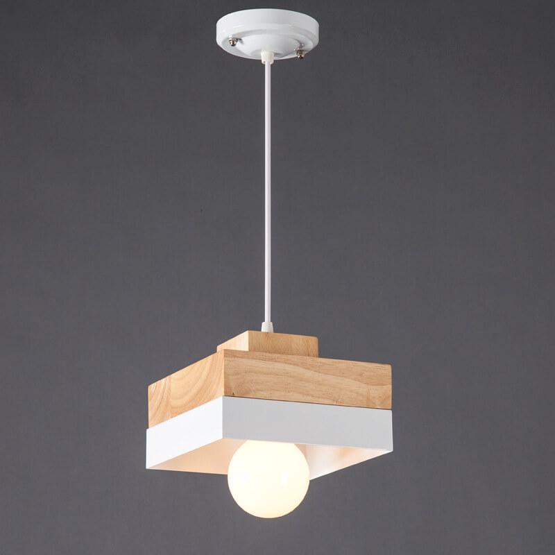 Moderne Pendelleuchte aus Metall und Holz – Schwarz oder Weiß mit verstellbarem Kabel