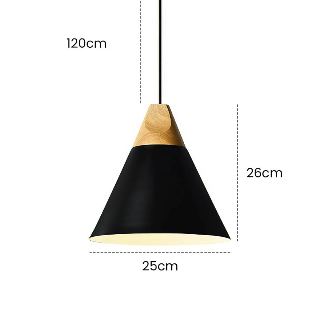 Ovia – Skandinavische Pendelleuchte aus Holz und Aluminium, minimalistisches Design