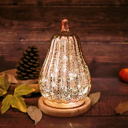Mundgeblasene Glasleuchte Herbstedition – Mit Timer und Warmweißem Licht