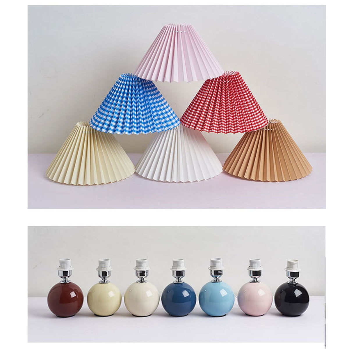 Moderne Keramik-Tischlampe mit Stoffschirm – erhältlich in vielen Farben