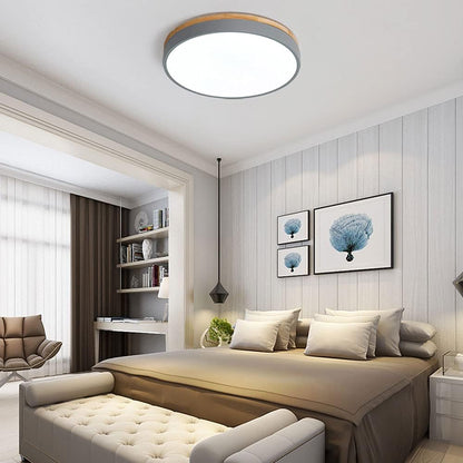 Tröde – Runde Holz-Deckenleuchte LED im skandinavischen Stil – Eleganter Minimalismus und warmes Licht