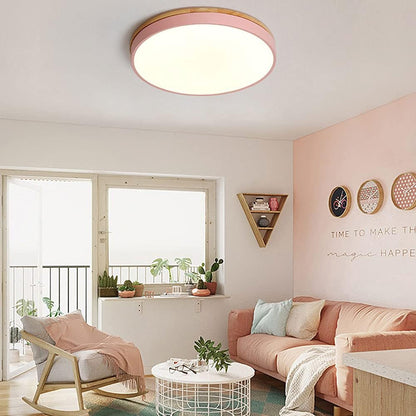Tröde – Runde Holz-Deckenleuchte LED im skandinavischen Stil – Eleganter Minimalismus und warmes Licht