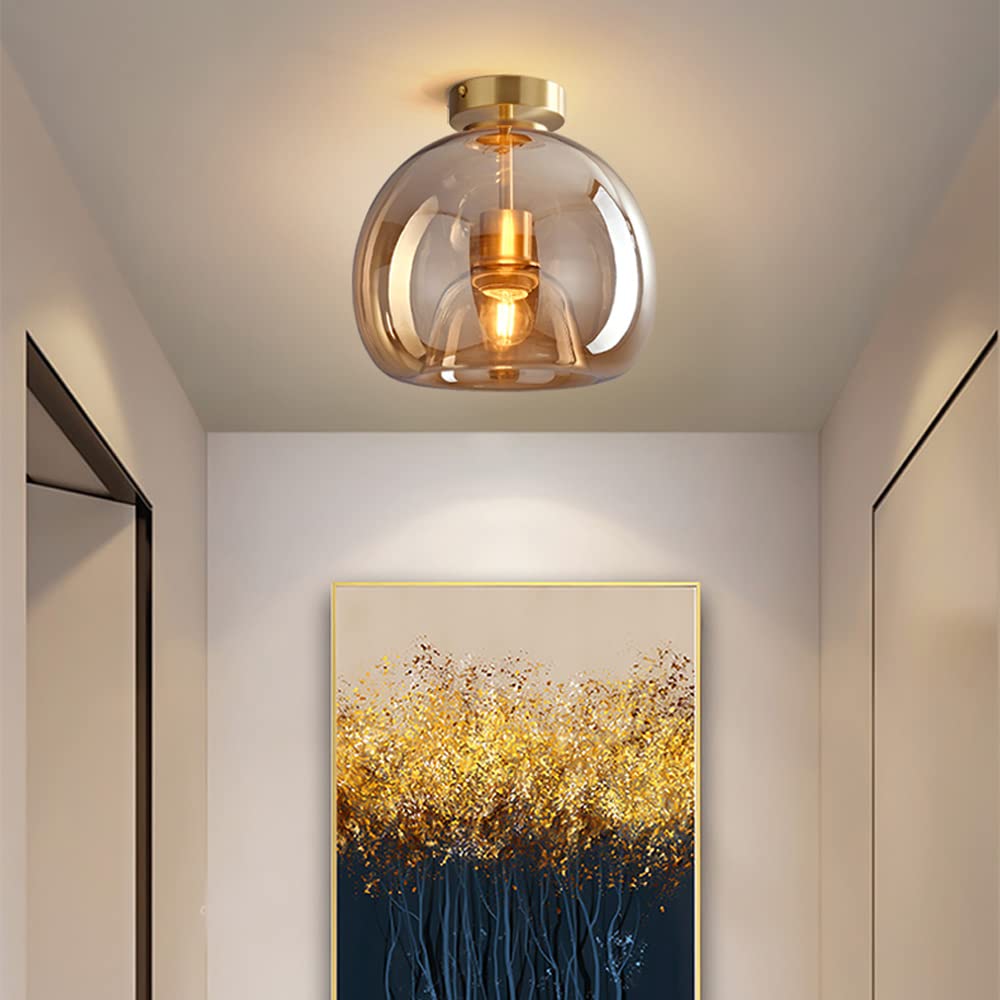 Stilvolle Retro-Deckenlampe aus Kupfer und Glas
