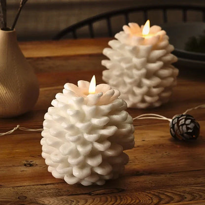 Herbstliche Kiefernzapfen-Beleuchtung – 2er-Set mit realistischem LED-Flammeneffekt
