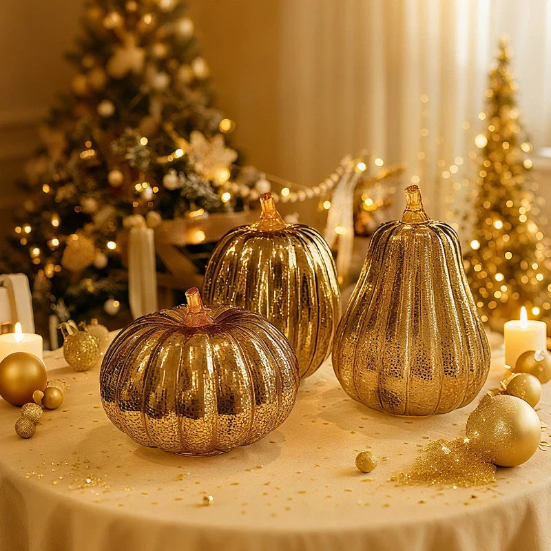 Mundgeblasene Glasleuchte Herbstedition – Mit Timer und Warmweißem Licht