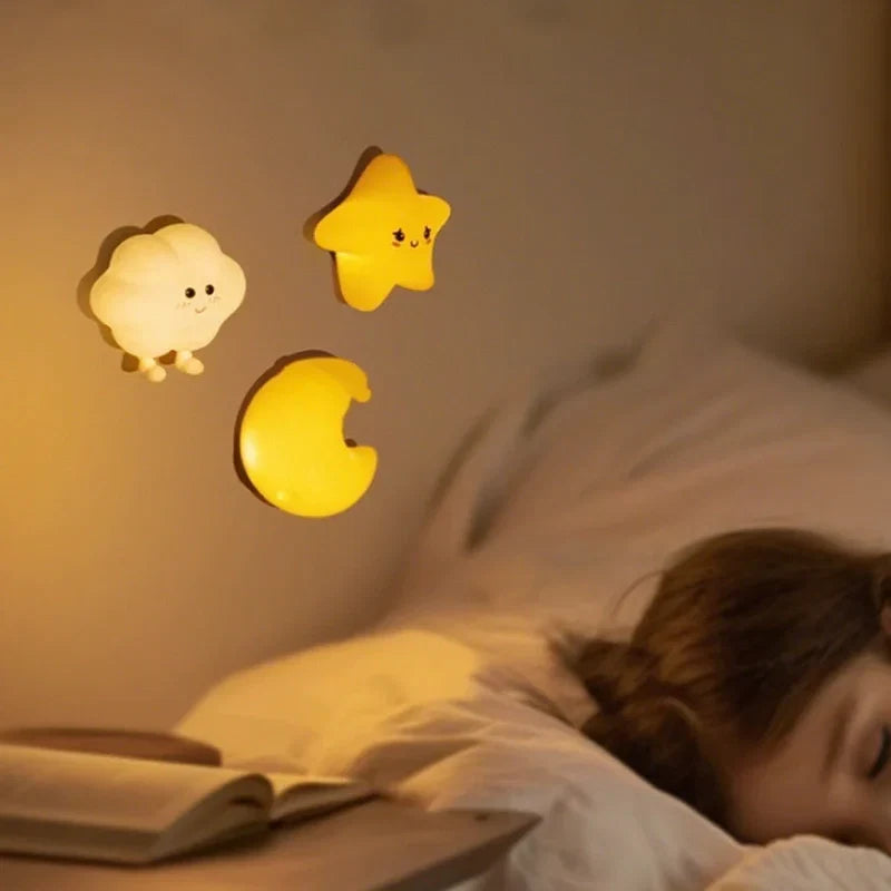 Süße Kinder-Nachtlichter – Stern, Mond und Wolke