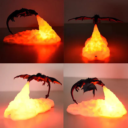 Drachenlicht – Aufladbare 3D-Drachenlampe mit Feuerschein-Effekt