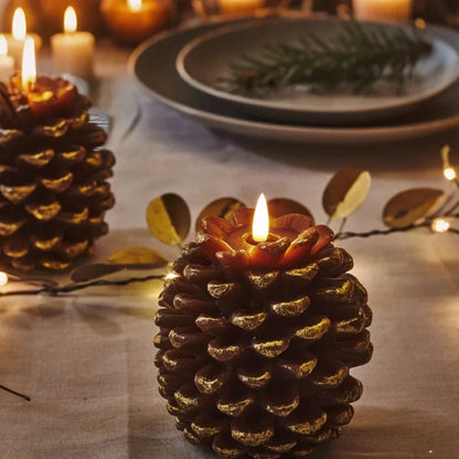 Herbstliche Kiefernzapfen-Beleuchtung – 2er-Set mit realistischem LED-Flammeneffekt