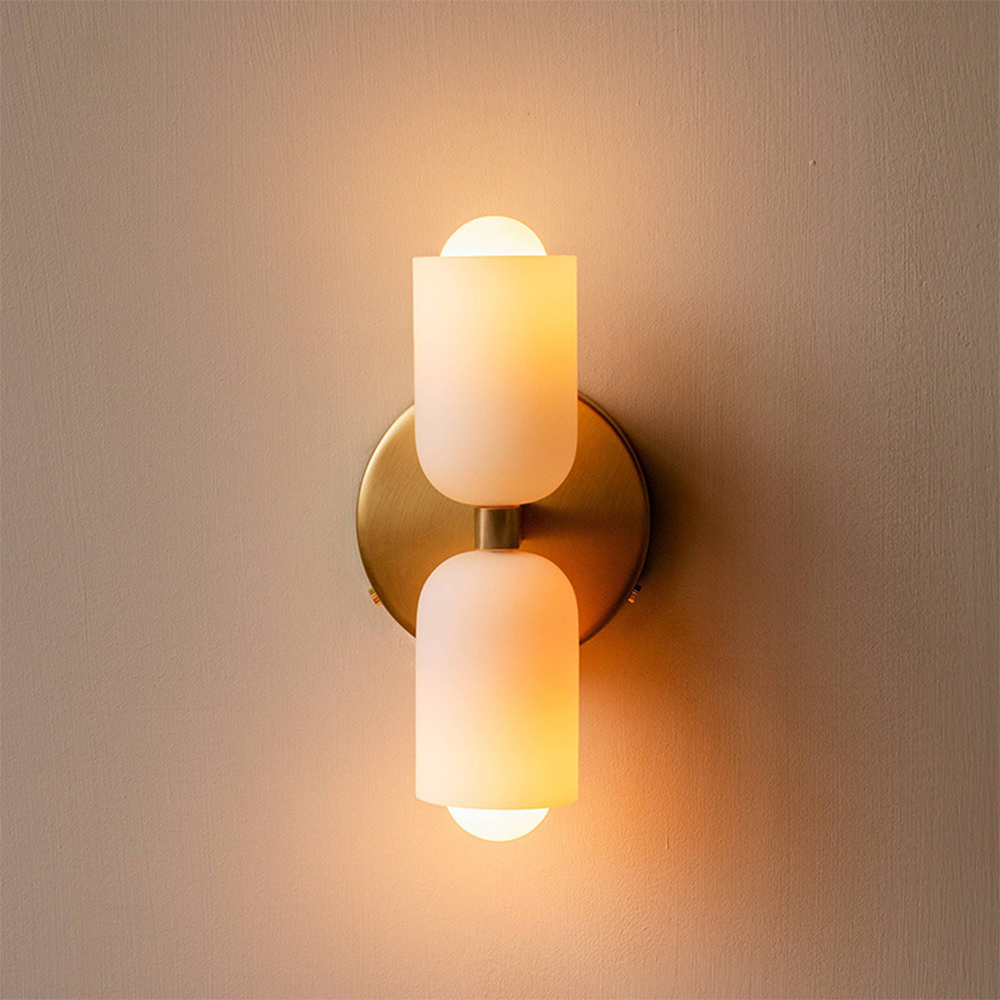 Döle – Moderne Wandlampe mit doppeltem Glasschirm (E14, für Innenräume)