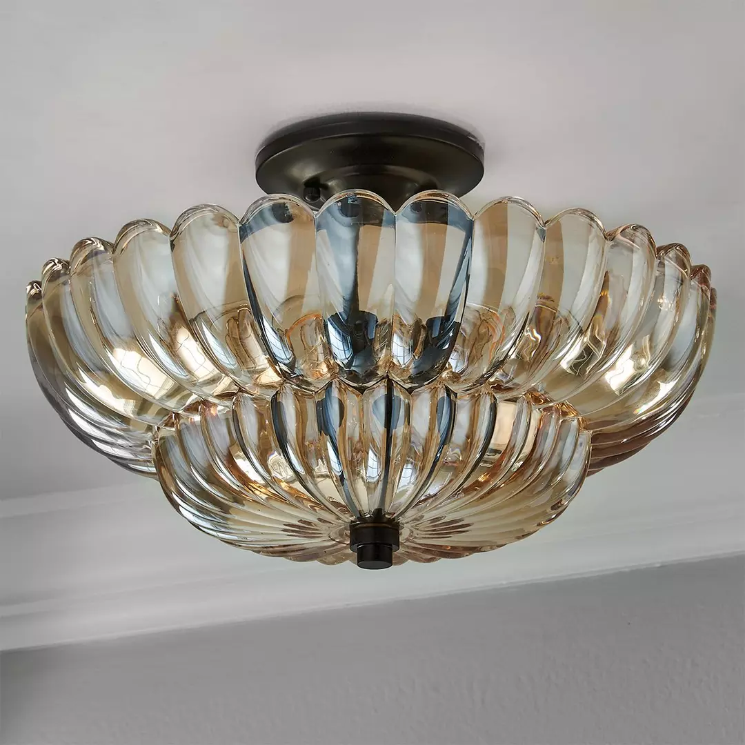 Vintage-Deckenleuchte aus Bernsteinglas — eleganter Akzent für jeden Raum