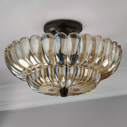 Vintage-Deckenleuchte aus Bernsteinglas — eleganter Akzent für jeden Raum