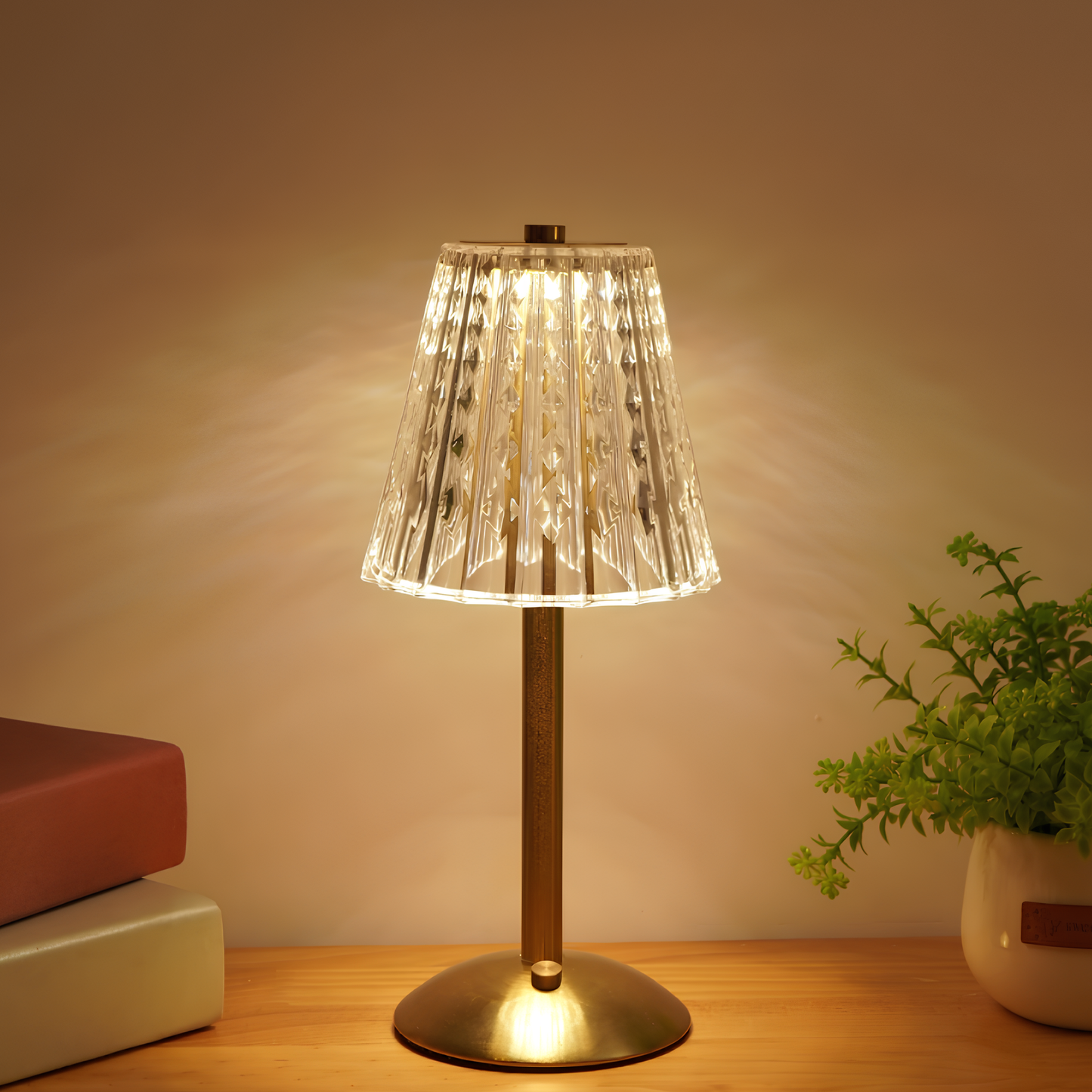 Goldene kabellose Kristall-Tischlampe mit Touch-Dimmer – luxuriöses Accessoire für Ihr Zuhause