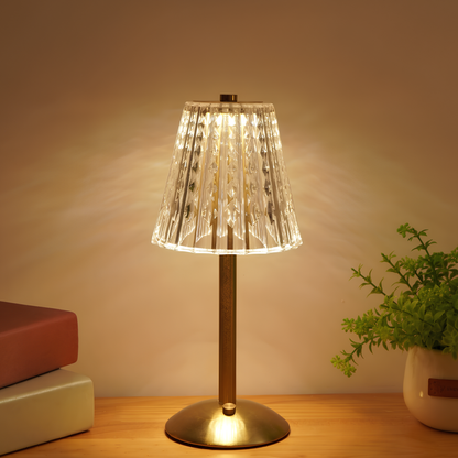 Goldene kabellose Kristall-Tischlampe mit Touch-Dimmer – luxuriöses Accessoire für Ihr Zuhause