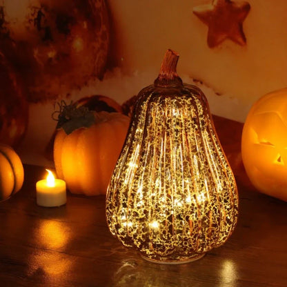 Mundgeblasene Glasleuchte Herbstedition – Mit Timer und Warmweißem Licht
