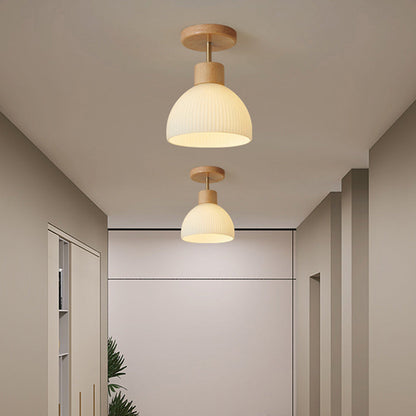 Minimalistische skandinavische Deckenleuchte – Holz und Glas – Weiß – (1 Lichtquelle)