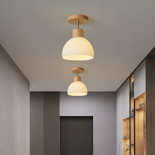 Minimalistische skandinavische Deckenleuchte – Holz und Glas – Weiß – (1 Lichtquelle)