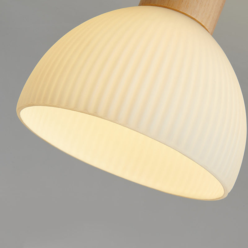 Minimalistische skandinavische Deckenleuchte – Holz und Glas – Weiß – (1 Lichtquelle)