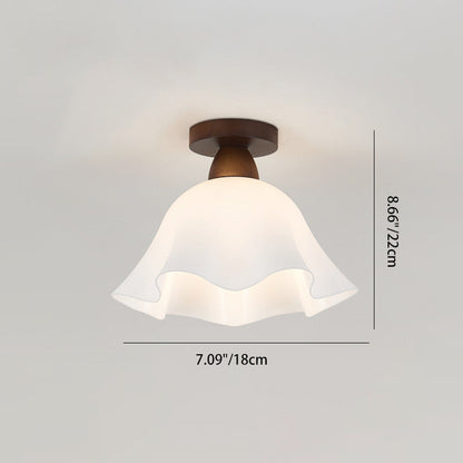 Minimalistische skandinavische Deckenleuchte – Holz und Glas – Weiß – (1 Lichtquelle)