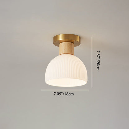 Minimalistische skandinavische Deckenleuchte – Holz und Glas – Weiß – (1 Lichtquelle)