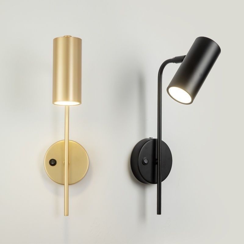 Industrielle drehbare Wandleuchte – Schwarz oder Gold – 1-flammig, zylindrisches Design