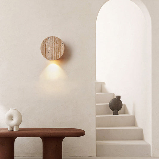 Minimalistische Wandleuchte aus Travertin – 1-flammig – G4
