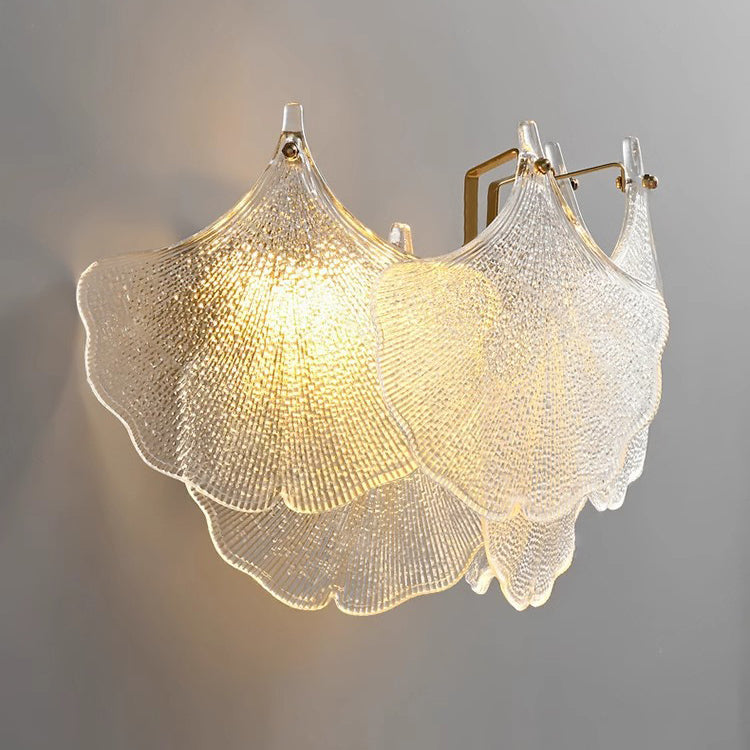 Luxuriöse Wandleuchte mit Glasschirm – Klar/Gold – (2 Lichtquellen)