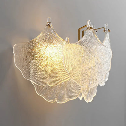 Luxuriöse Wandleuchte mit Glasschirm – Klar/Gold – (2 Lichtquellen)