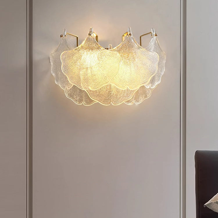 Luxuriöse Wandleuchte mit Glasschirm – Klar/Gold – (2 Lichtquellen)