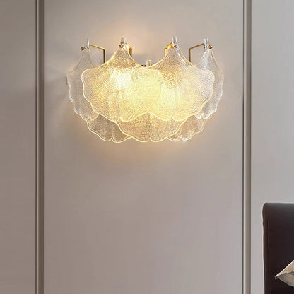 Luxuriöse Wandleuchte mit Glasschirm – Klar/Gold – (2 Lichtquellen)