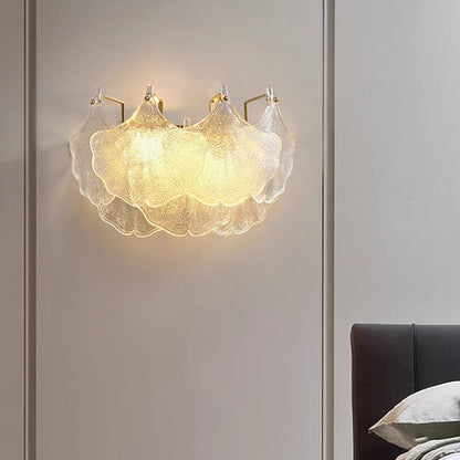 Luxuriöse Wandleuchte mit Glasschirm – Klar/Gold – (2 Lichtquellen)