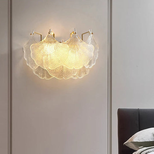 Luxuriöse Wandleuchte mit Glasschirm – Klar/Gold – (2 Lichtquellen)
