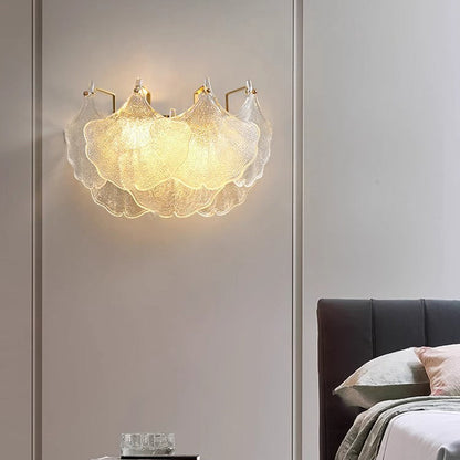Luxuriöse Wandleuchte mit Glasschirm – Klar/Gold – (2 Lichtquellen)