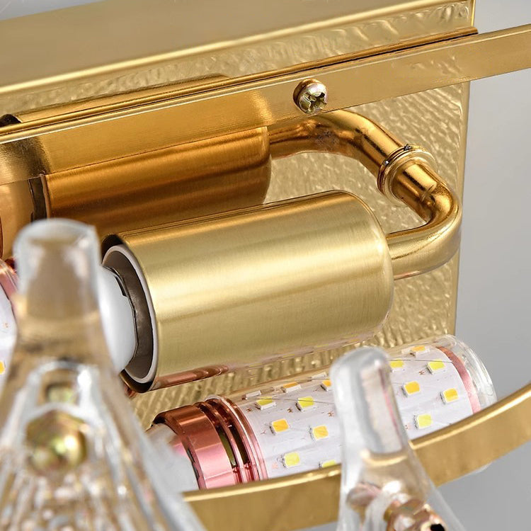 Luxuriöse Wandleuchte mit Glasschirm – Klar/Gold – (2 Lichtquellen)