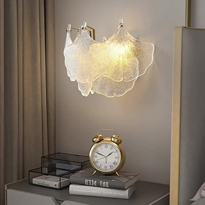 Luxuriöse Wandleuchte mit Glasschirm – Klar/Gold – (2 Lichtquellen)