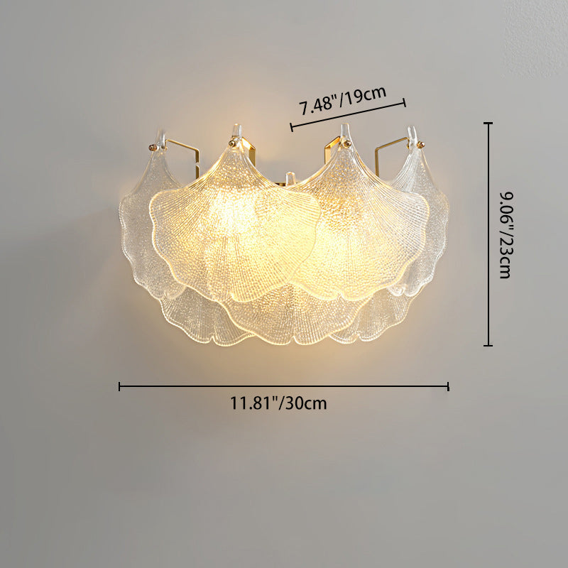 Luxuriöse Wandleuchte mit Glasschirm – Klar/Gold – (2 Lichtquellen)