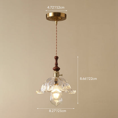 Französische Pendelleuchte mit Holzdetail – Glas und Metall – 1-flammig, 4 Stile