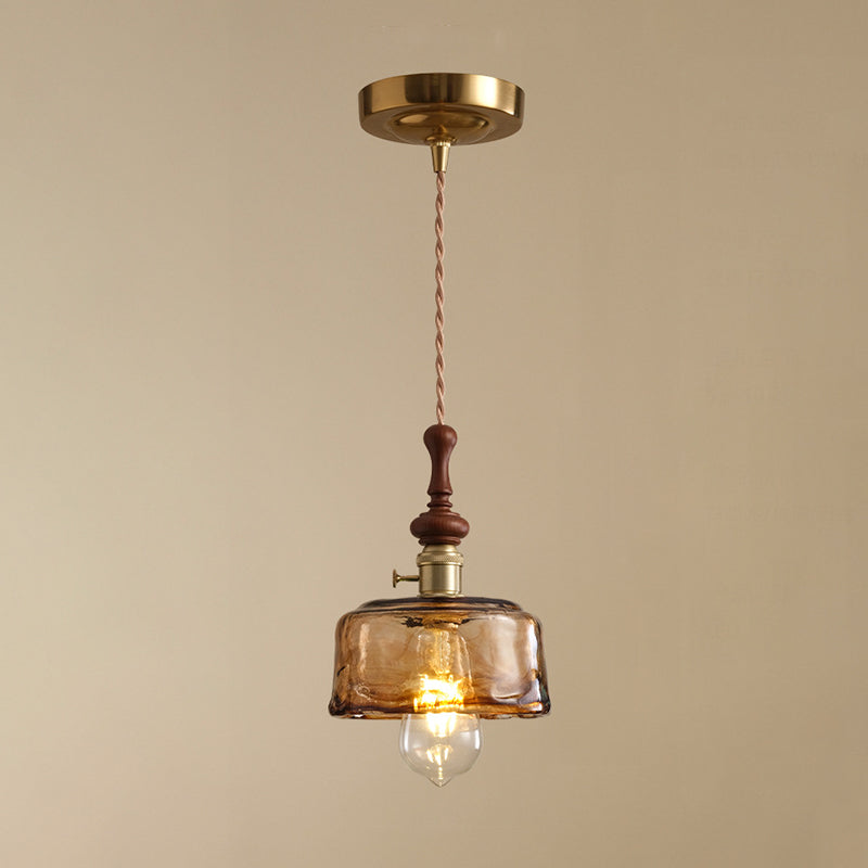 Französische Pendelleuchte mit Holzdetail – Glas und Metall – 1-flammig, 4 Stile