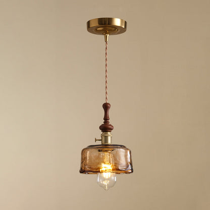 Französische Pendelleuchte mit Holzdetail – Glas und Metall – 1-flammig, 4 Stile