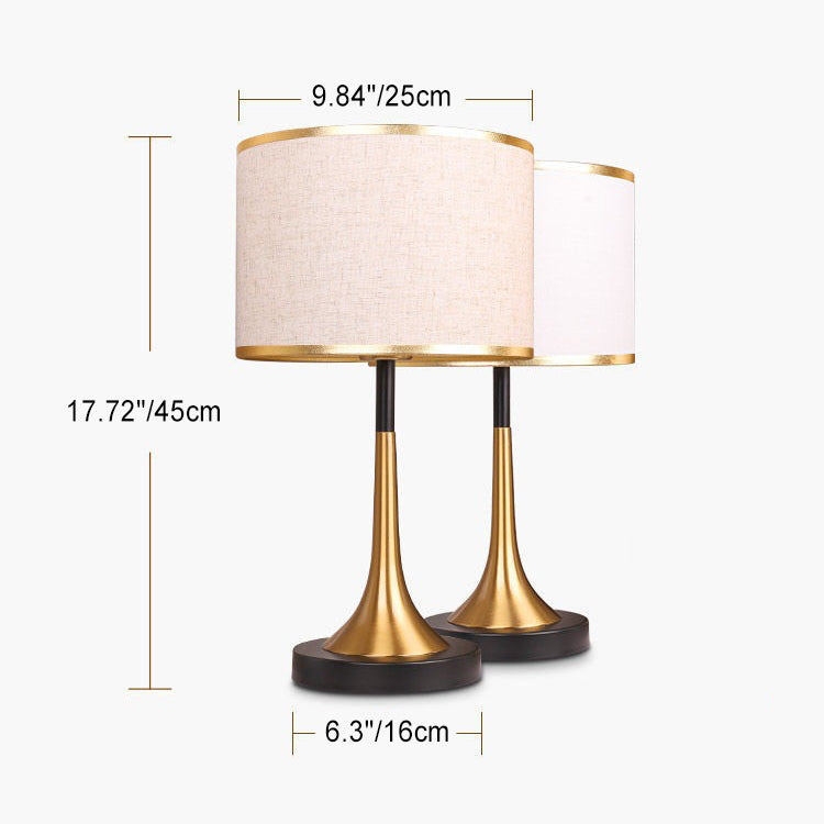 Retro-Tischlampe mit Metallgestell und Stoffschirm, E26-Fassung, Höhe 45 cm