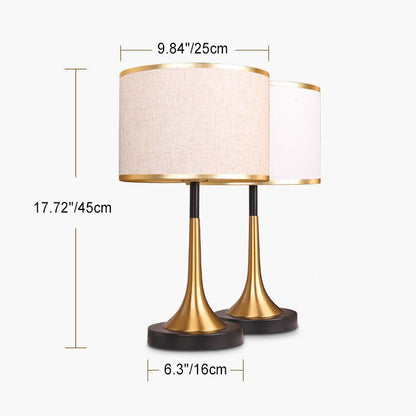 Retro-Tischlampe mit Metallgestell und Stoffschirm, E26-Fassung, Höhe 45 cm