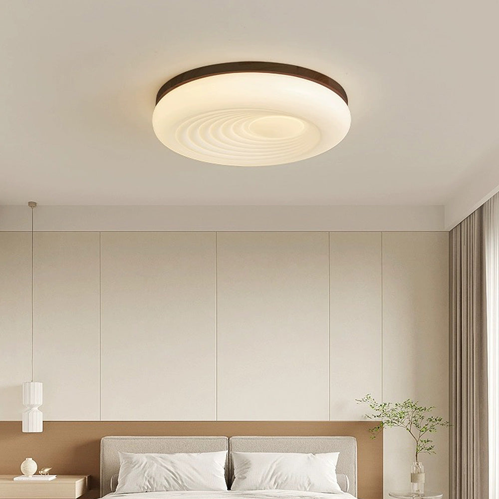 Französische beige-weiße LED-Deckenlampe – Holz und Acryl mit 3-Farben-Licht