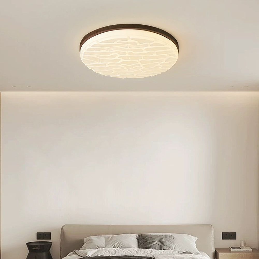 Französische beige-weiße LED-Deckenlampe – Holz und Acryl mit 3-Farben-Licht