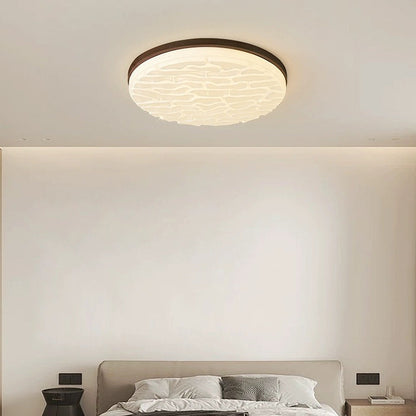 Französische beige-weiße LED-Deckenlampe – Holz und Acryl mit 3-Farben-Licht