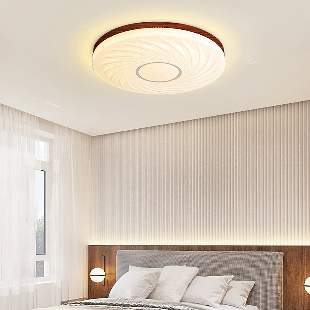 Französische beige-weiße LED-Deckenlampe – Holz und Acryl mit 3-Farben-Licht