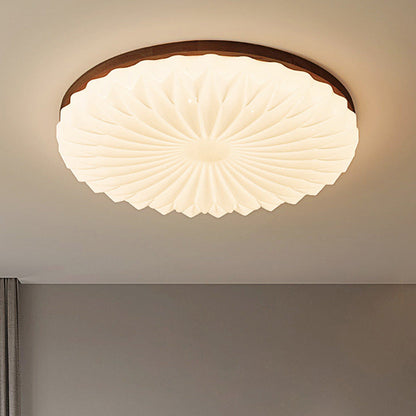 Französische beige-weiße LED-Deckenlampe – Holz und Acryl mit 3-Farben-Licht