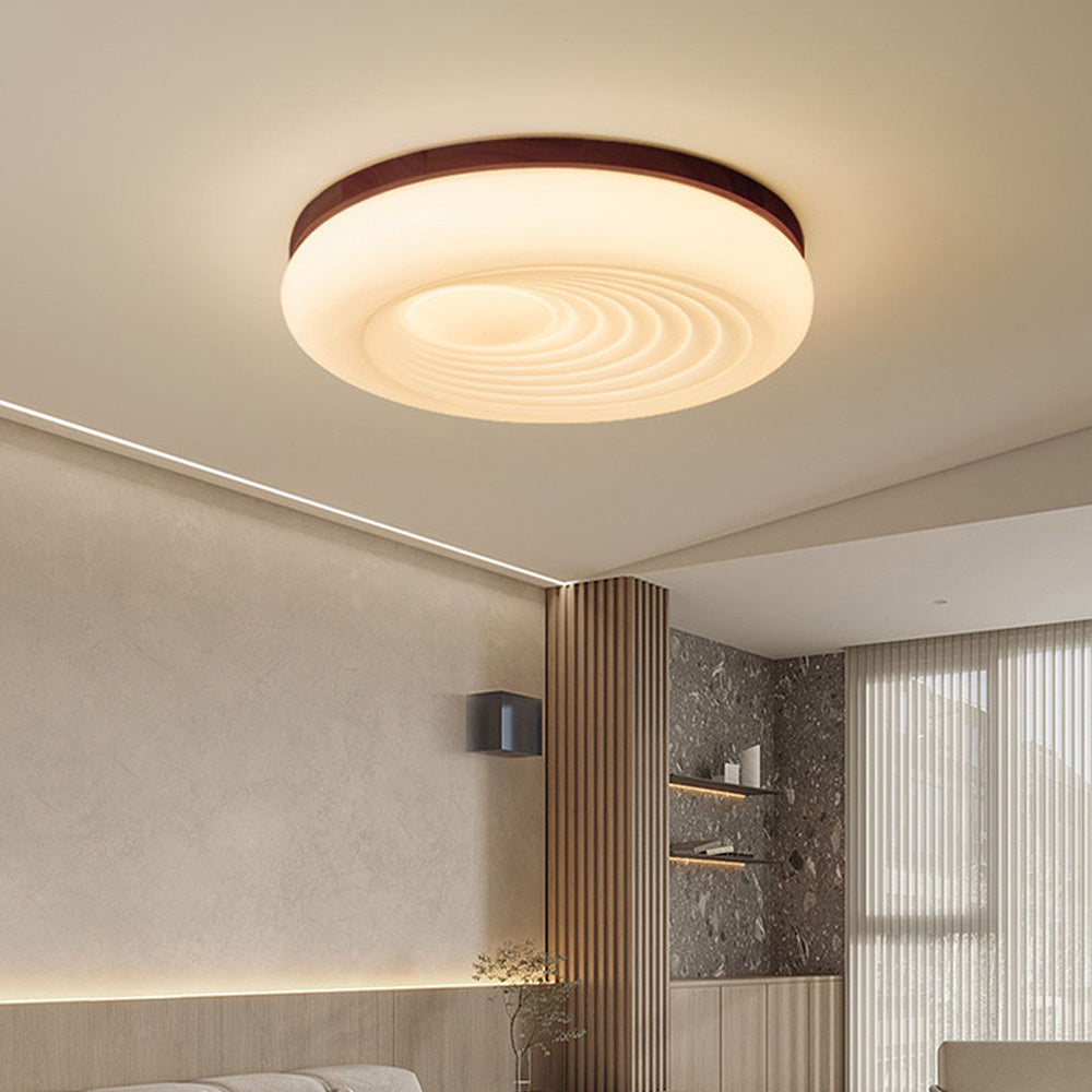 Französische beige-weiße LED-Deckenlampe – Holz und Acryl mit 3-Farben-Licht