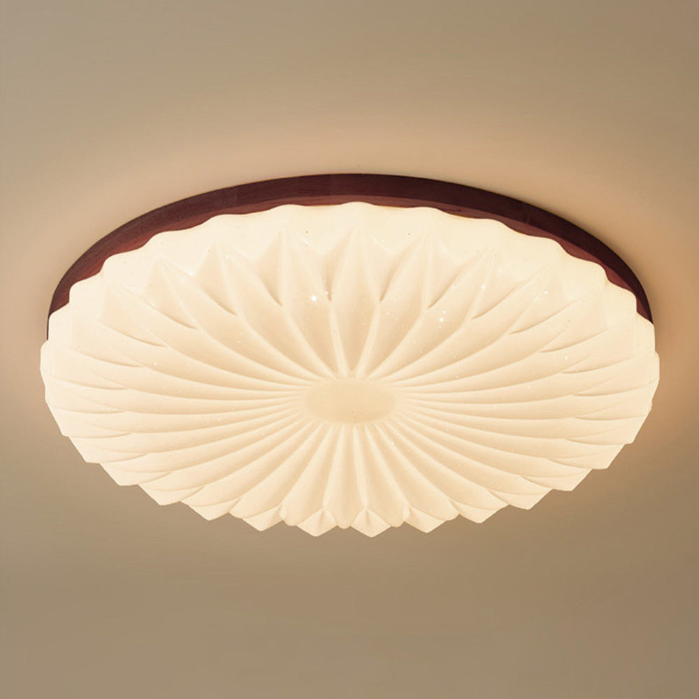 Französische beige-weiße LED-Deckenlampe – Holz und Acryl mit 3-Farben-Licht
